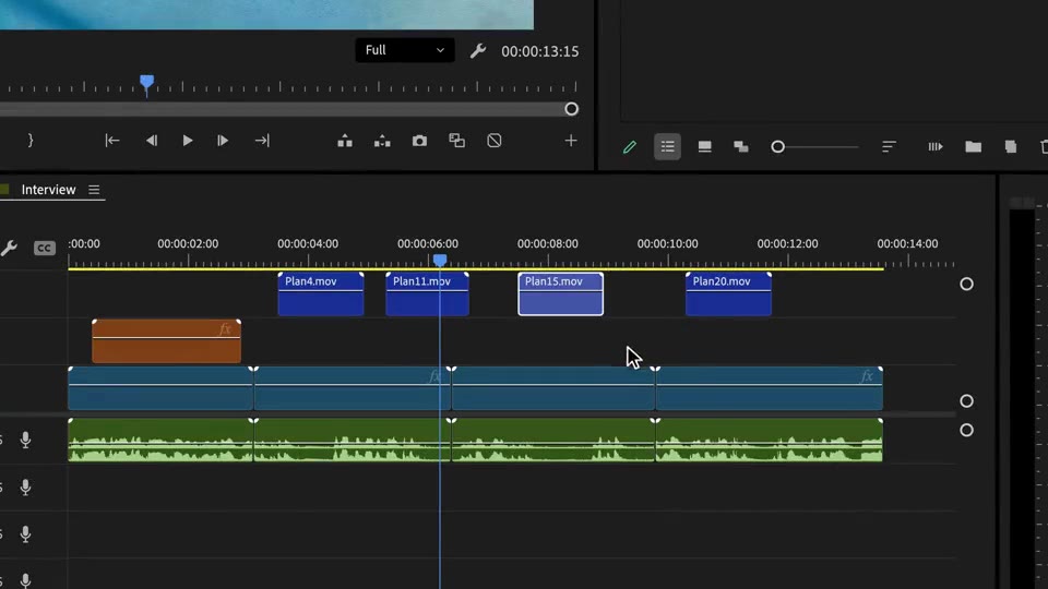 Ein B-Roll-Clip wird auf der Timeline verschoben und im Monitor abgespielt