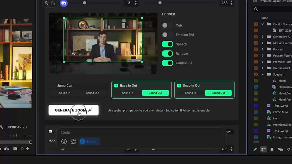 Selecting from 5 AI triggers (emotion, speech, cut frequency, keywords, markers)