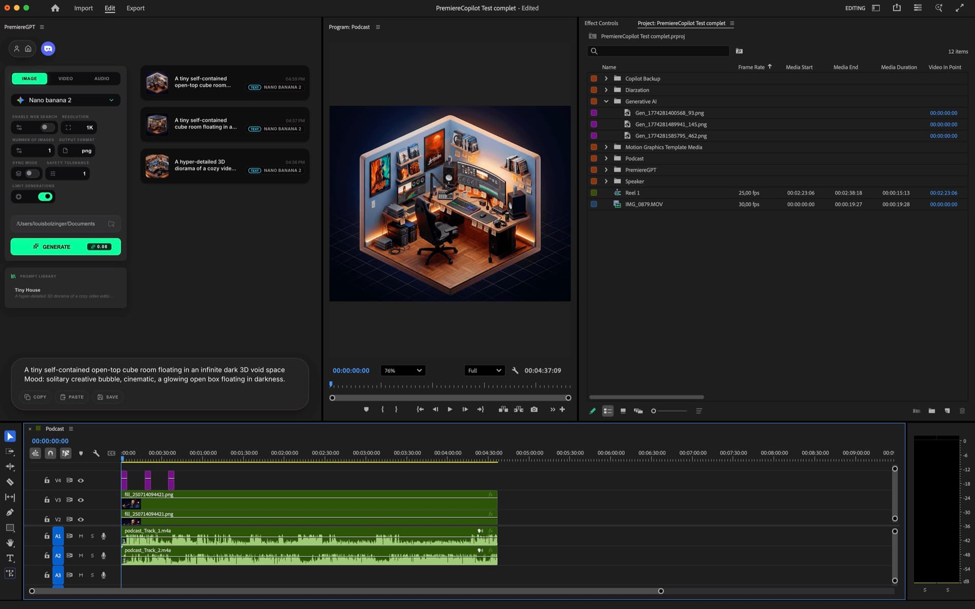 GenAI panel inside Adobe Premiere Pro routing 1000+ generative models from a single interface