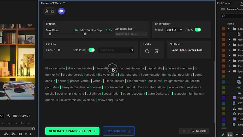 Launching Whisper transcription with GPT-5 grammar correction