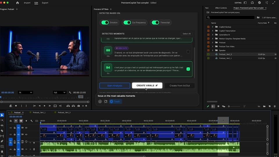 Auto-reframing each clip to 9:16 with subject tracking