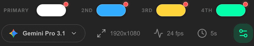 Built-in color palette and 4K60 export settings in Vibe Motion